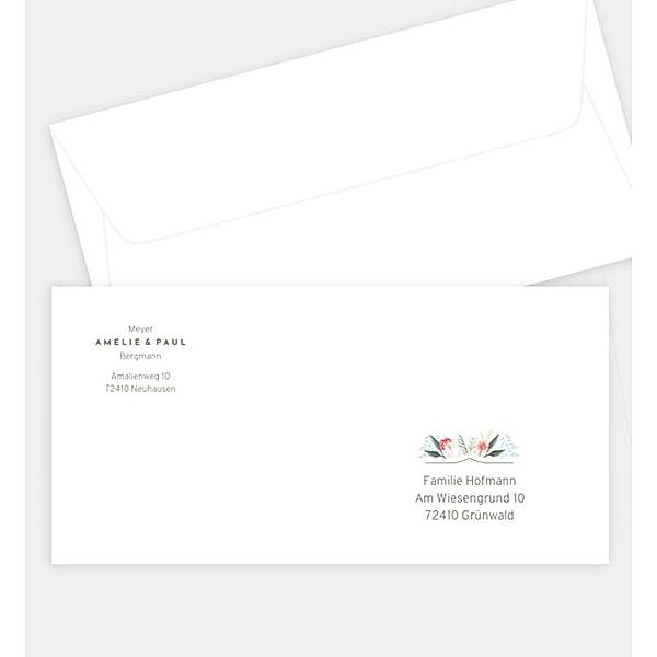 Briefumschlag Pastell Bouquet, DIN lang Briefumschlag gerade (220 x 110mm)