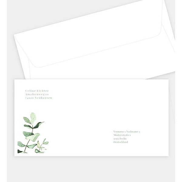 Briefumschlag Simple Green, DIN lang Briefumschlag gerade (220 x 110mm)