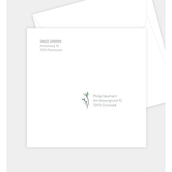 Briefumschlag Soft Green, Briefumschlag gerade (160 x 160mm)