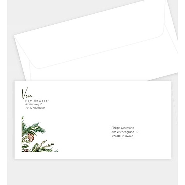 Briefumschlag Tannengrün, DIN lang Briefumschlag gerade (220 x 110mm)