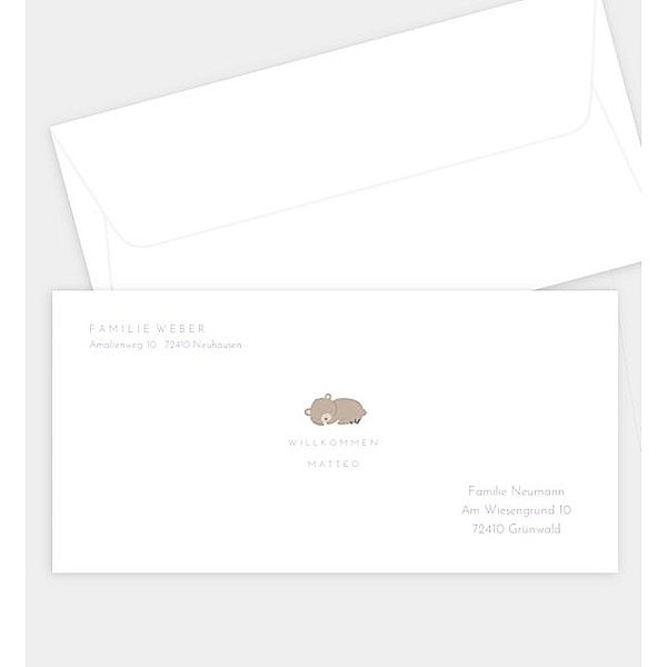 Briefumschlag Verkuschelt, DIN lang Briefumschlag gerade (220 x 110mm)