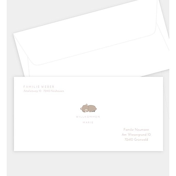Briefumschlag Verkuschelt, DIN lang Briefumschlag gerade (220 x 110mm)