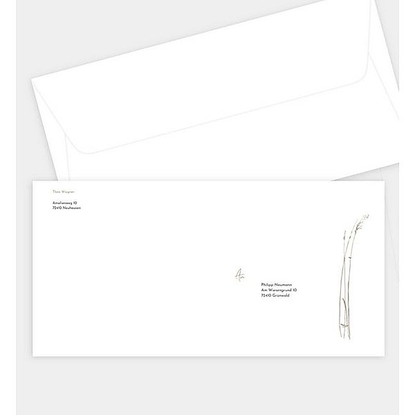 Briefumschlag Vogel im Schilfgras, DIN lang Briefumschlag gerade (220 x 110mm)