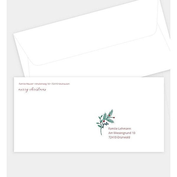 Briefumschlag Weihnachtliche Zweige, DIN lang Briefumschlag gerade (220 x 110mm)