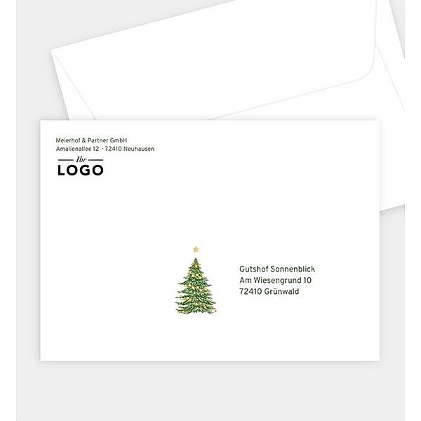 Briefumschlag Weihnachtlicher Dank, B6 Briefumschlag gerade (176 x 125mm)