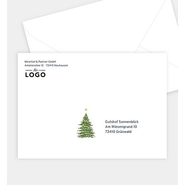 Briefumschlag Weihnachtlicher Dank, B6 Briefumschlag spitz (176 x 125mm)