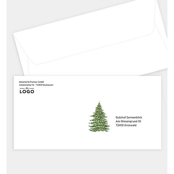 Briefumschlag Weihnachtsbaum · Vintage, DIN lang Briefumschlag gerade (220 x 110mm)