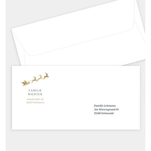 Briefumschlag Weihnachtsschlitten, DIN lang Briefumschlag gerade (220 x 110mm)