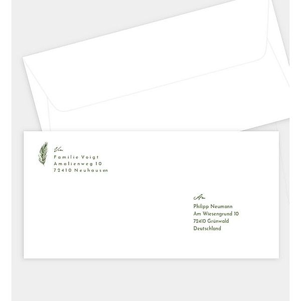 Briefumschlag Weihnachtszweige, DIN lang Briefumschlag gerade (220 x 110mm)