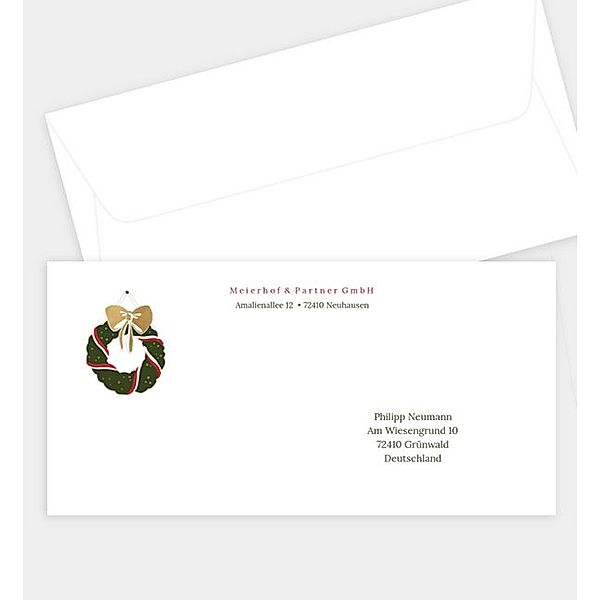 Briefumschlag Willkommen zum Fest, DIN lang Briefumschlag gerade (220 x 110mm)