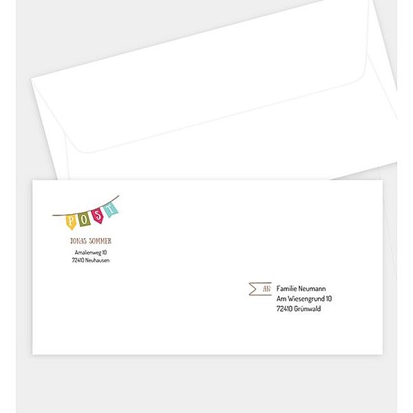 Briefumschlag Wimpelkette, DIN lang Briefumschlag gerade (220 x 110mm)