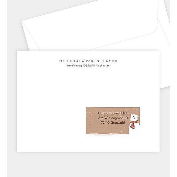 Briefumschlag Zwei Eisbären, B6 Briefumschlag gerade (176 x 125mm)