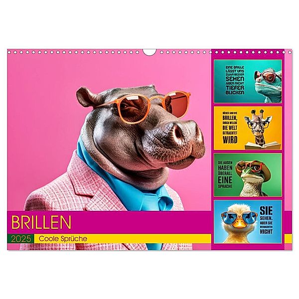 BRILLEN - coole Sprüche (Wandkalender 2025 DIN A3 quer), CALVENDO Monatskalender, Calvendo, Susan Michel