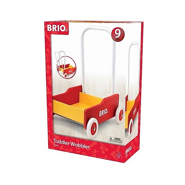 BRIO 31350 Lauflernwagen Rot-Gelb - Der schwedische Klassiker für Kinder ab 9 Monaten - Verstellbarer Handgriff zum Anpassen an die Größe des Kindes und justierbare Bremse zum Einstellen der Rollgeschwindigkeit, BRIO®