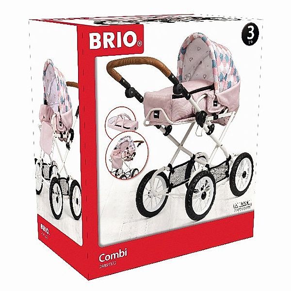 Ravensburger Verlag BRIO Puppenwagen Combi, Soft Pink mit Tropfenmuster