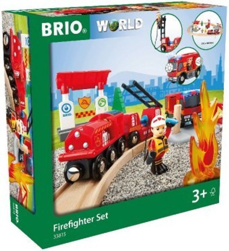 BRIO World 33815 Feuerwehr-Set - Holzeisenbahn-Set inklusive Feuerwehr-Auto  mit Licht und Sound - Empfohlen für Kinder a | Weltbild.de