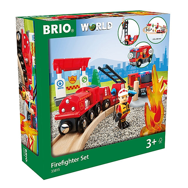 BRIO World 33815 Feuerwehr-Set - Holzeisenbahn-Set inklusive Feuerwehr-Auto  mit Licht und Sound - Empfohlen für Kinder ab 3 Jahren | Weltbild.de