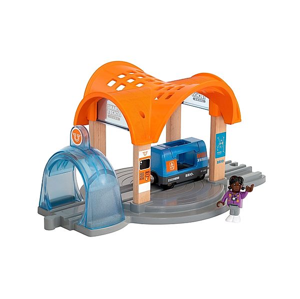 Ravensburger Verlag BRIO World 33973 Smart Tech Sound Bahnhof mit Action Tunnel - Zubehör für die BRIO Holzeisenbahn - Interaktives Spielzeug empfohlen ab 3 Jahren