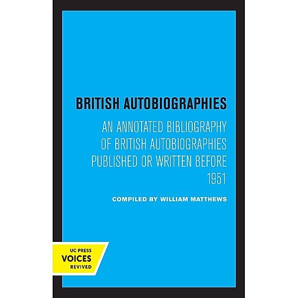 British Autobiographies, William Matthews