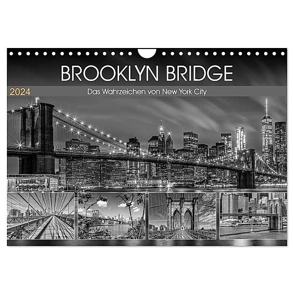 BROOKLYN BRIDGE Das Wahrzeichen von New York City (Wandkalender 2024 DIN A4 quer), CALVENDO Monatskalender, Melanie Viola