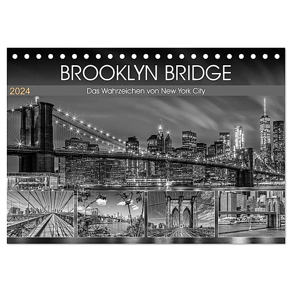 BROOKLYN BRIDGE Das Wahrzeichen von New York City (Tischkalender 2024 DIN A5 quer), CALVENDO Monatskalender, Melanie Viola