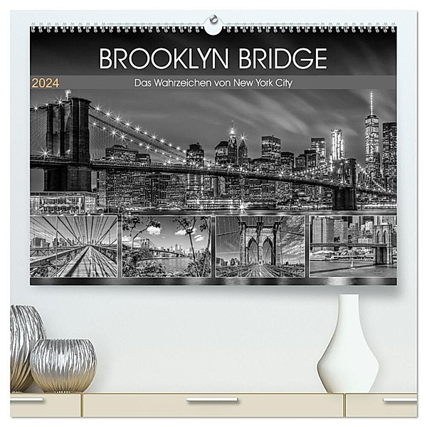 BROOKLYN BRIDGE Das Wahrzeichen von New York City (hochwertiger Premium Wandkalender 2024 DIN A2 quer), Kunstdruck in Hochglanz, Melanie Viola