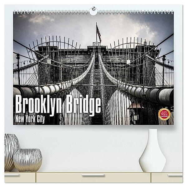 Brooklyn Bridge - New York City (hochwertiger Premium Wandkalender 2024 DIN A2 quer), Kunstdruck in Hochglanz, Oliver Pinkoss Photostorys