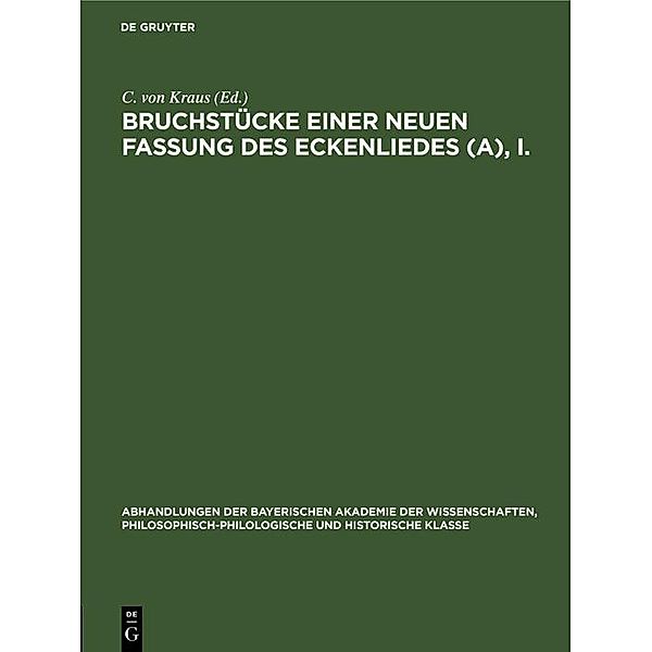 Bruchstücke einer neuen Fassung des Eckenliedes (A), I. / Jahrbuch des Dokumentationsarchivs des österreichischen Widerstandes