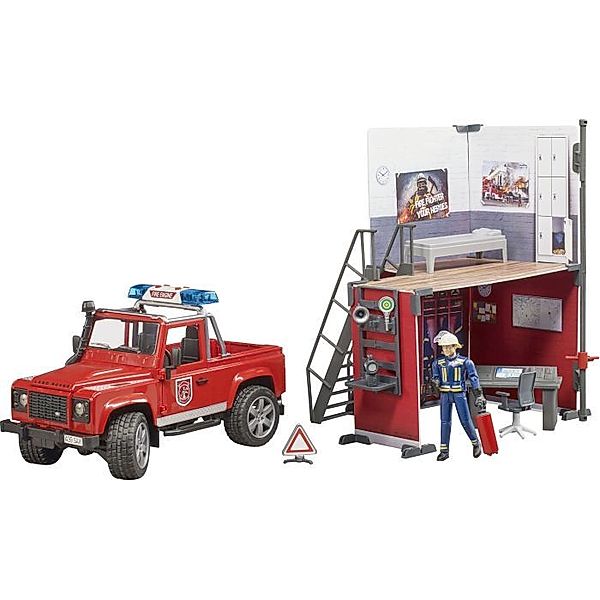 Bruder Bruder 62701 bworld Feuerwehrstation mit Land Rover