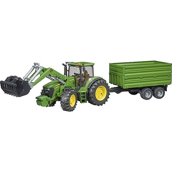 Bruder BRUDER John Deere 7930 mit Frontlader und Tandemachs-Transportanhänger