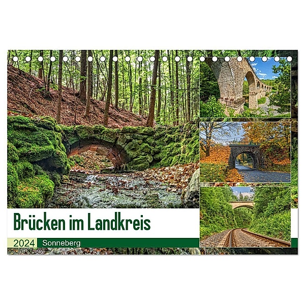 Brücken des Landkreises Sonneberg (Tischkalender 2024 DIN A5 quer), CALVENDO Monatskalender, HeschFoto
