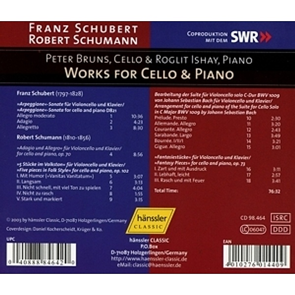 Bruns / Ishay - Works for Cello & Piano, CD, Peter Bruns, Roglit Ishay