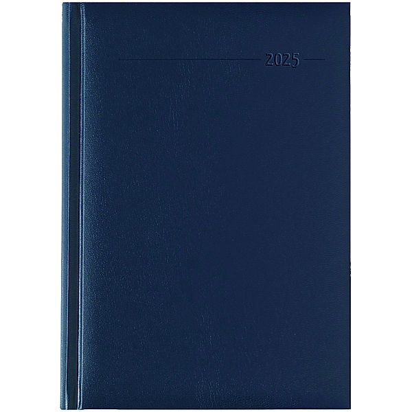 Buchkalender Balacron blau 2025 - Büro-Kalender A5 - Cheftimer - 1 Tag 1 Seite - 352 Seiten - Balacron-Einband - Zettler