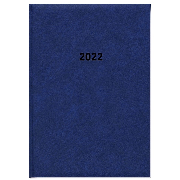 Buchkalender blau 2022 - Bürokalender 14,5x21 cm - 1 Tag auf 1 Seite - wattierter Kunststoffeinband - Stundeneinteilung