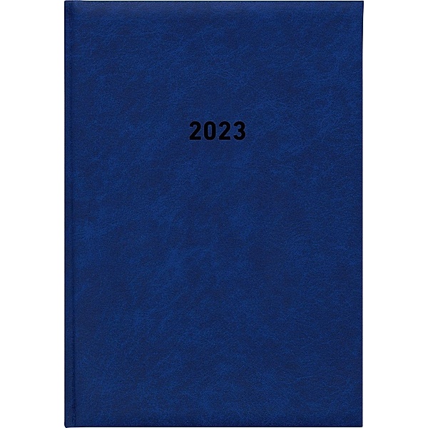 Buchkalender blau 2023 - Bürokalender 14,5x21 cm - 1 Tag auf 1 Seite - wattierter Kunststoffeinband - Stundeneinteilung
