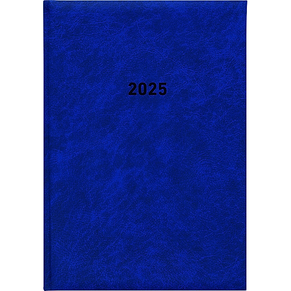 Buchkalender blau 2025 - Bürokalender 14,5x21 cm - 1 Tag auf 1 Seite - wattierter Kunststoffeinband - Stundeneinteilung 7 - 19 Uhr - 876-0015