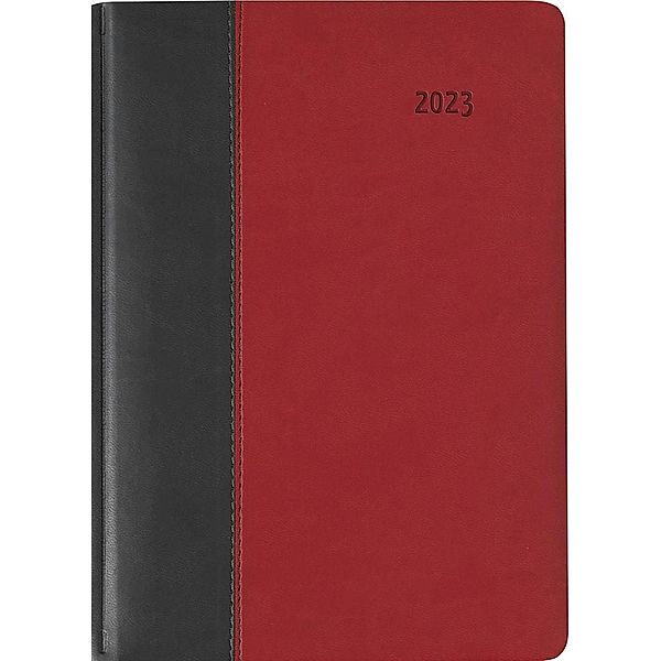 Buchkalender Premium Fire schwarz-rot 2023 - Büro-Kalender A5 - Cheftimer - 1 Tag 1 Seite - 416 Seiten - Tucson-Einband