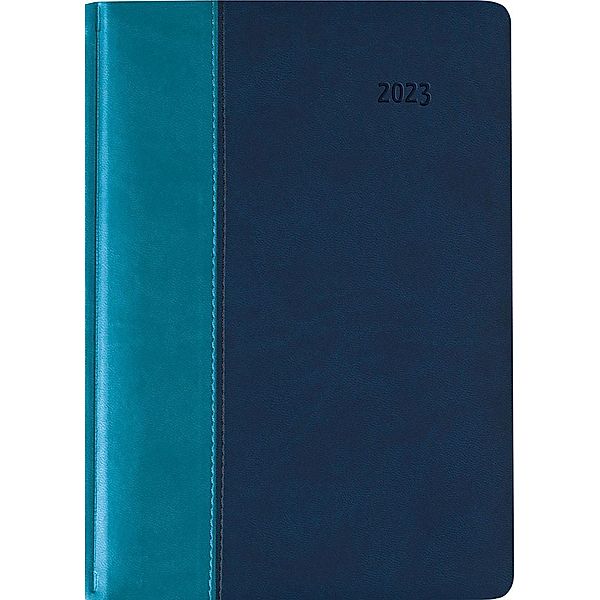 Buchkalender Premium Water türkis-blau 2023 - Büro-Kalender A5 - Cheftimer - 1 Tag 1 Seite - 416 Seiten - Tucson-Einband
