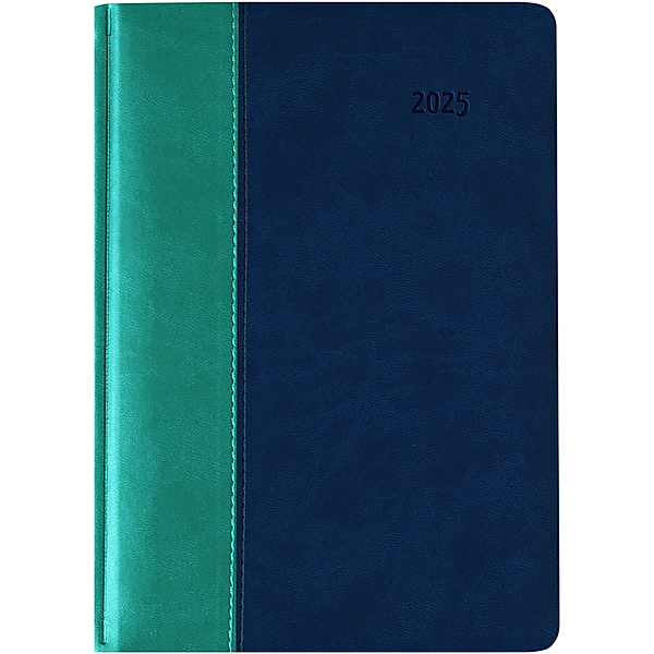 Buchkalender Premium Water türkis-blau 2025 - Büro-Kalender A5 - Cheftimer - 1 Tag 1 Seite - 416 Seiten - Tucson-Einband - Zettler
