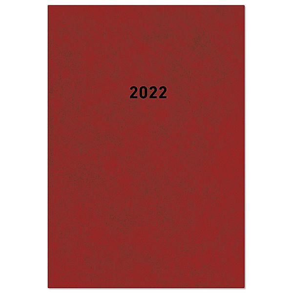 Buchkalender rot 2022 - Bürokalender 14,5x21 cm - 1 Tag auf 1 Seite - wattierter Kunststoffeinband - Stundeneinteilung 7