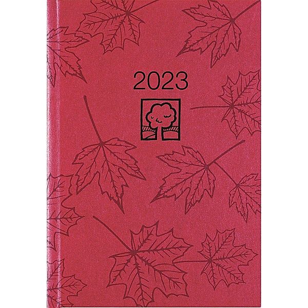 Buchkalender rot 2023 - Bürokalender 14,5x21 cm - 1 Tag auf 1 Seite - Kartoneinband, Recyclingpapier - Stundeneinteilung