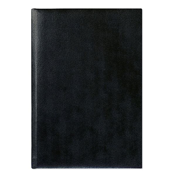 Buchkalender schwarz 2022 - Bürokalender 14,5x21 cm - 7 Tage auf 6 Seiten - wattierter Kunststoffeinband - Stundeneintei