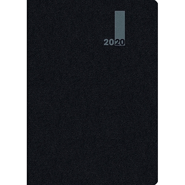 Buchkalender schwarz, SlimLine Modell (Monatskalender) 2020, Baladek-Einband flexibel