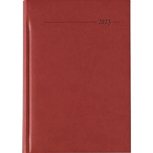 Buchkalender Tucson rot 2023 - Büro-Kalender A5 - Cheftimer - 1 Tag 1 Seite - 352 Seiten - Tucson-Einband - Termin-Plane