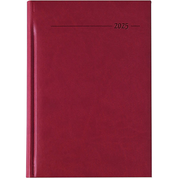 Buchkalender Tucson rot 2025 - Büro-Kalender A5 - Cheftimer - 1 Tag 1 Seite - 352 Seiten - Tucson-Einband - Termin-Planer - Zettler