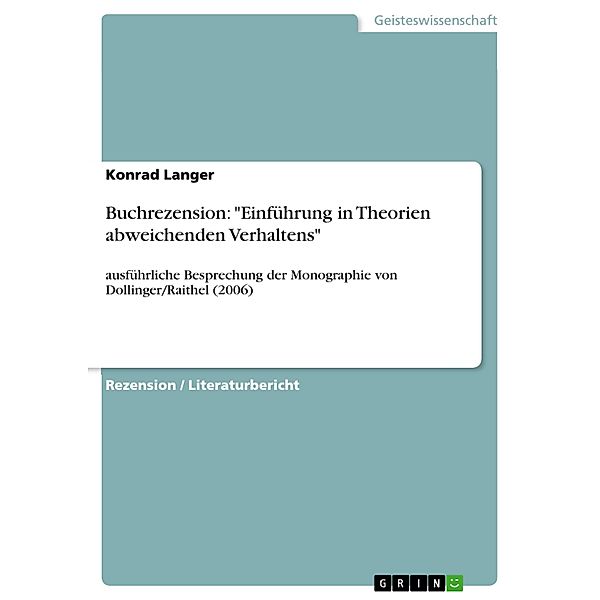 Buchrezension: Einführung in Theorien abweichenden Verhaltens, Konrad Langer