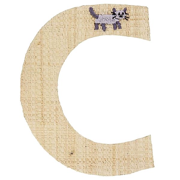 rice Buchstaben-Sticker C & KATZE in natur