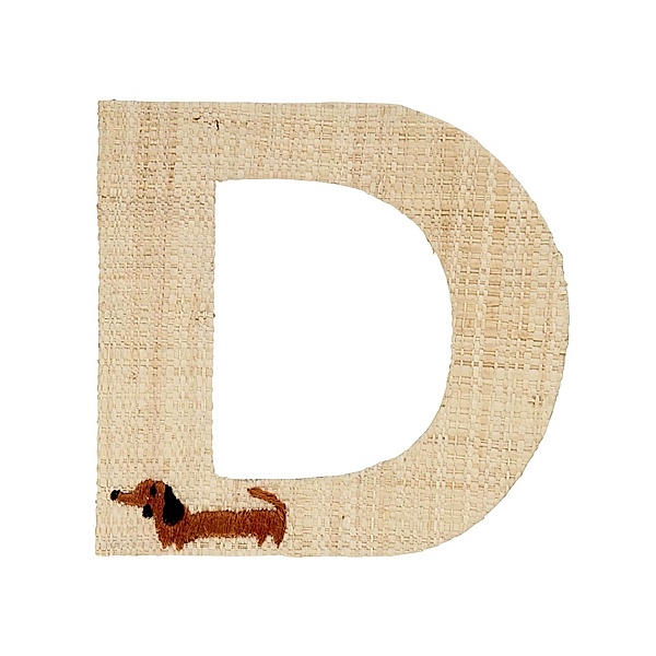 rice Buchstaben-Sticker D & DACKEL in natur