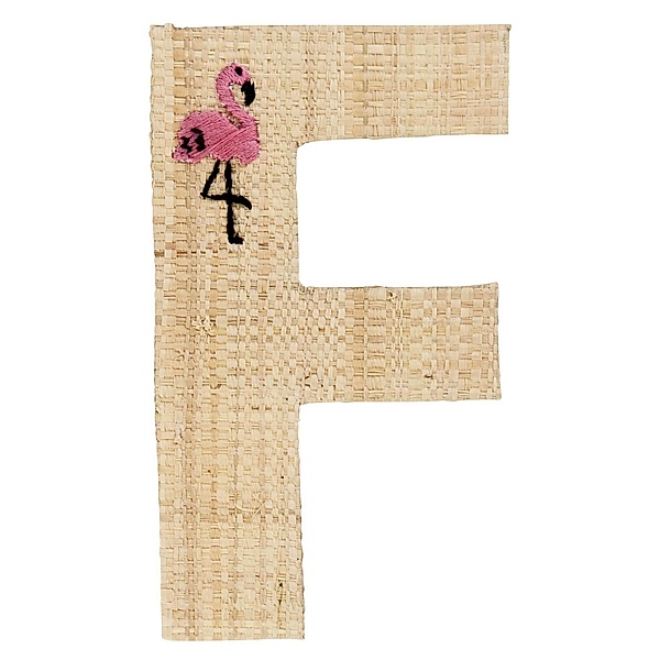 rice Buchstaben-Sticker F & FLAMINGO in natur