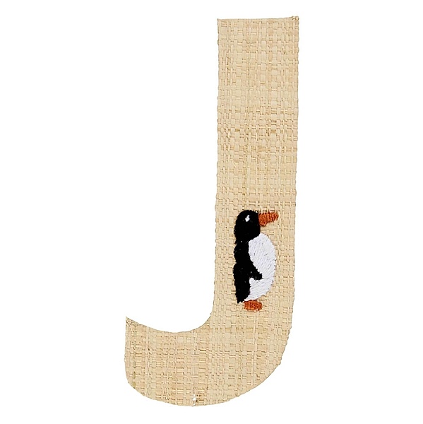 rice Buchstaben-Sticker J & PINGUIN in natur